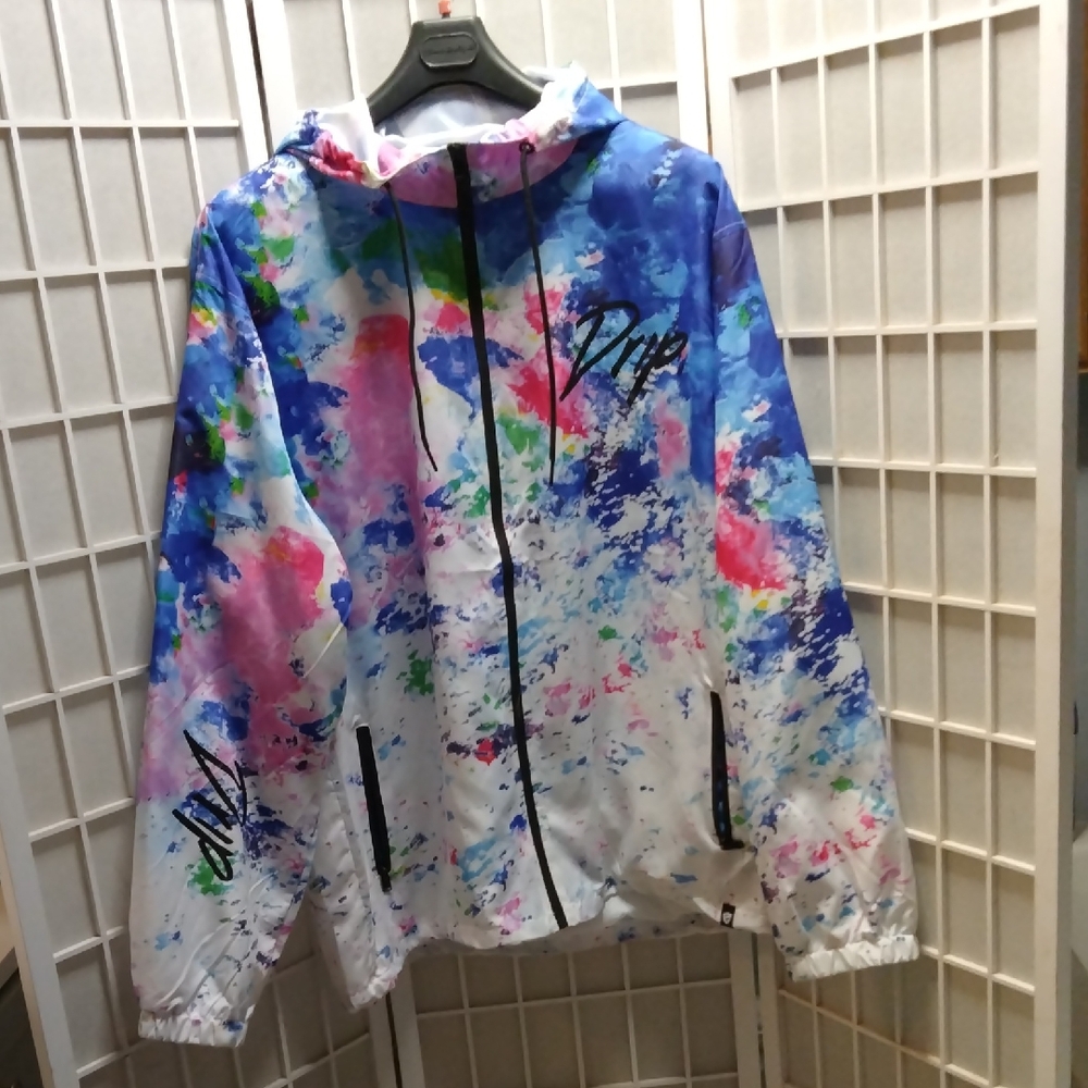 Big And Tall Colorful Hooded Windbreaker Jacket